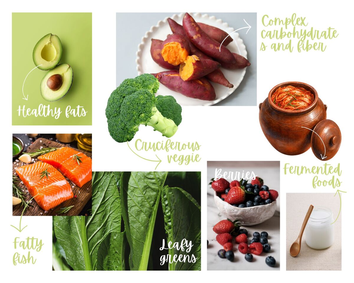 Hormone-supporting whole foods — healthy fats, cruciferous vegetables, and fermented foods for hormonal balance