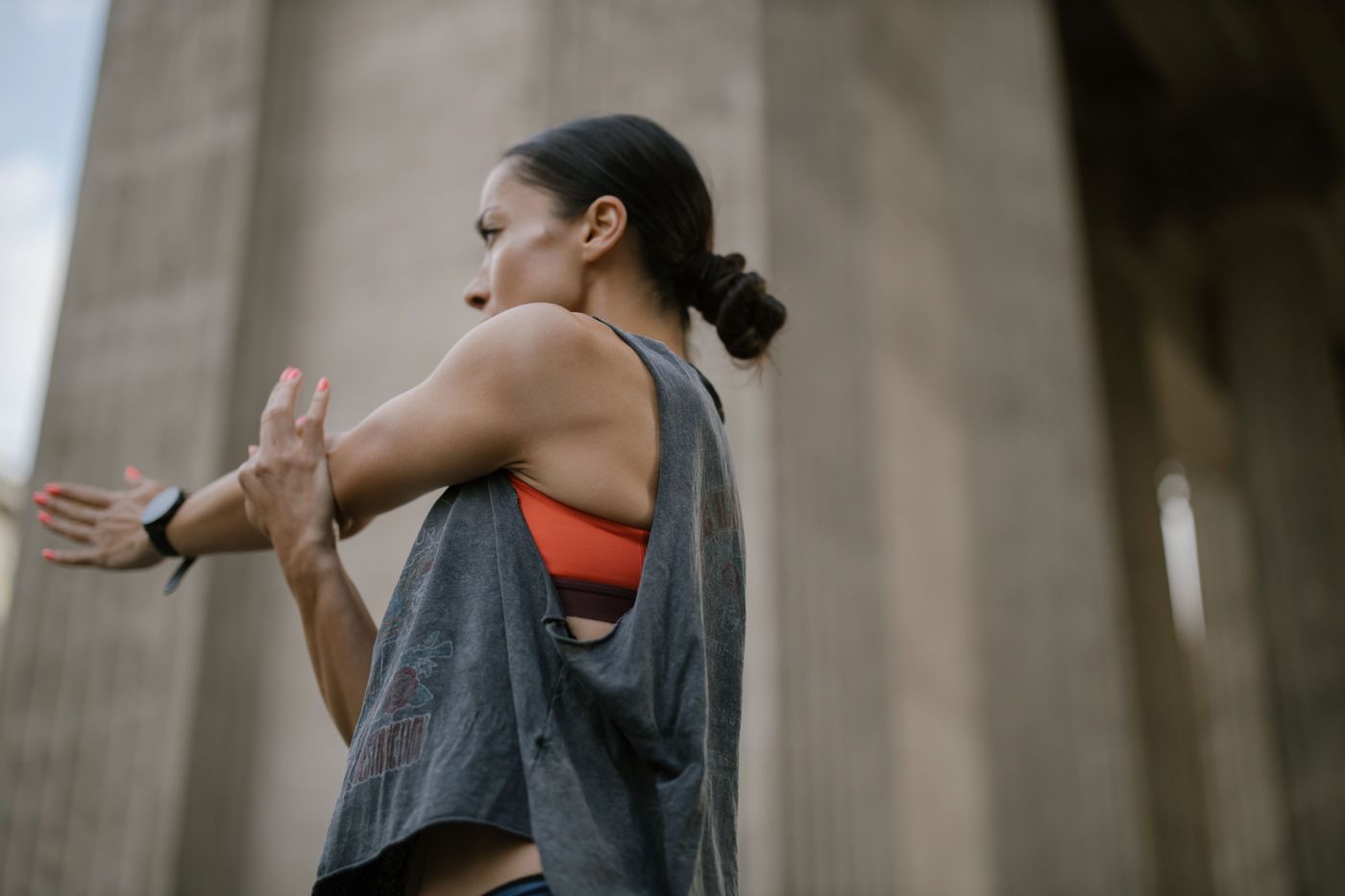 Close-up of hands practicing a slow, grounding breathing exercise