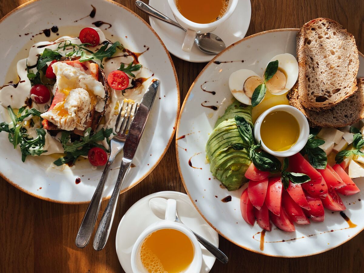 Morning sunlight falling across a table with fresh food